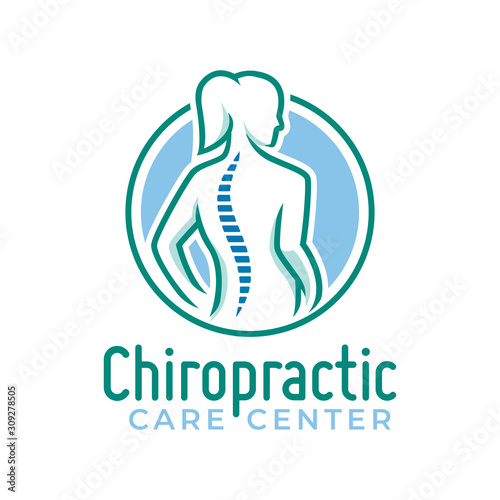 Chiropractic logo vector, spine health care medical symbol or icon, physiotherapy template