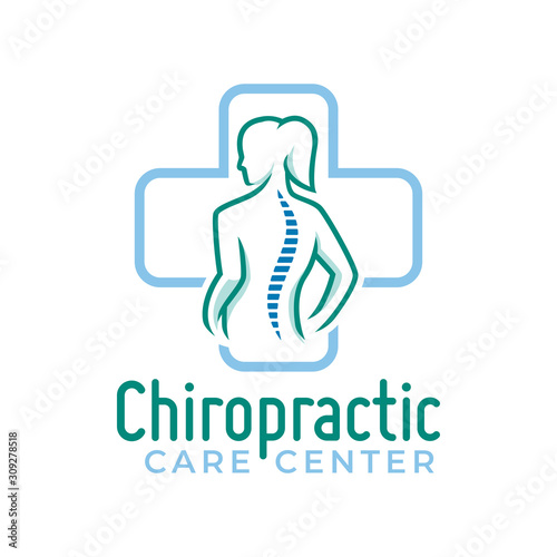 Chiropractic logo vector, spine health care medical symbol or icon, physiotherapy template