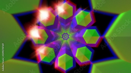 Hypnotic psychedelic colorgul tunnel kaleidoscope pattern. Colorful kaleidoscopic ornament. Colorful abstract symmetric mandala. Illusion background. VJ seamless loop. Neural network. Narcotic trip photo