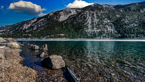 A lake in mountains in Georgetown, Colorado USA off of highway route 70. photo