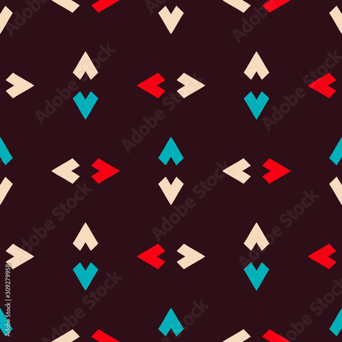 Seamless pattern with bright triangular geometric shapes.