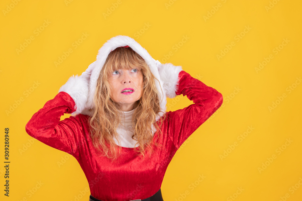 santa claus woman isolated on color background santa claus woman isolated on color background