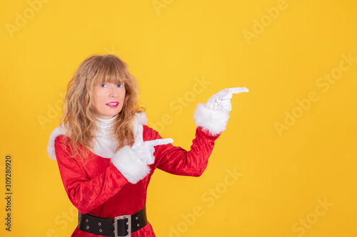 santa claus woman isolated on color background