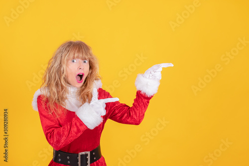 santa claus woman isolated on color background