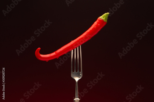 hot pepper on a fork © AlexandrNikitinART