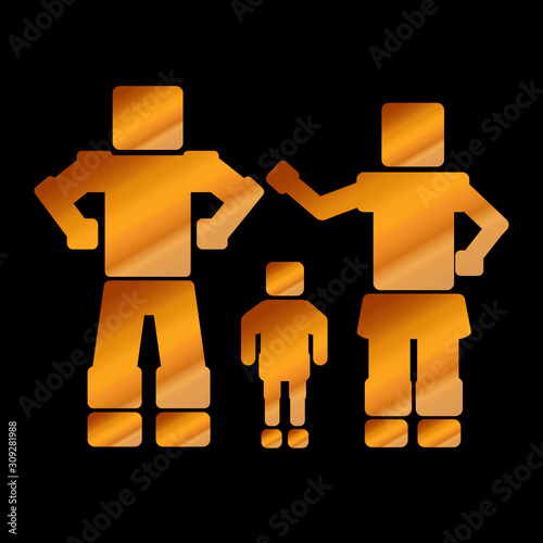 Robot icon. Gold logo. Vector. Illustration can be used in the internet shop.