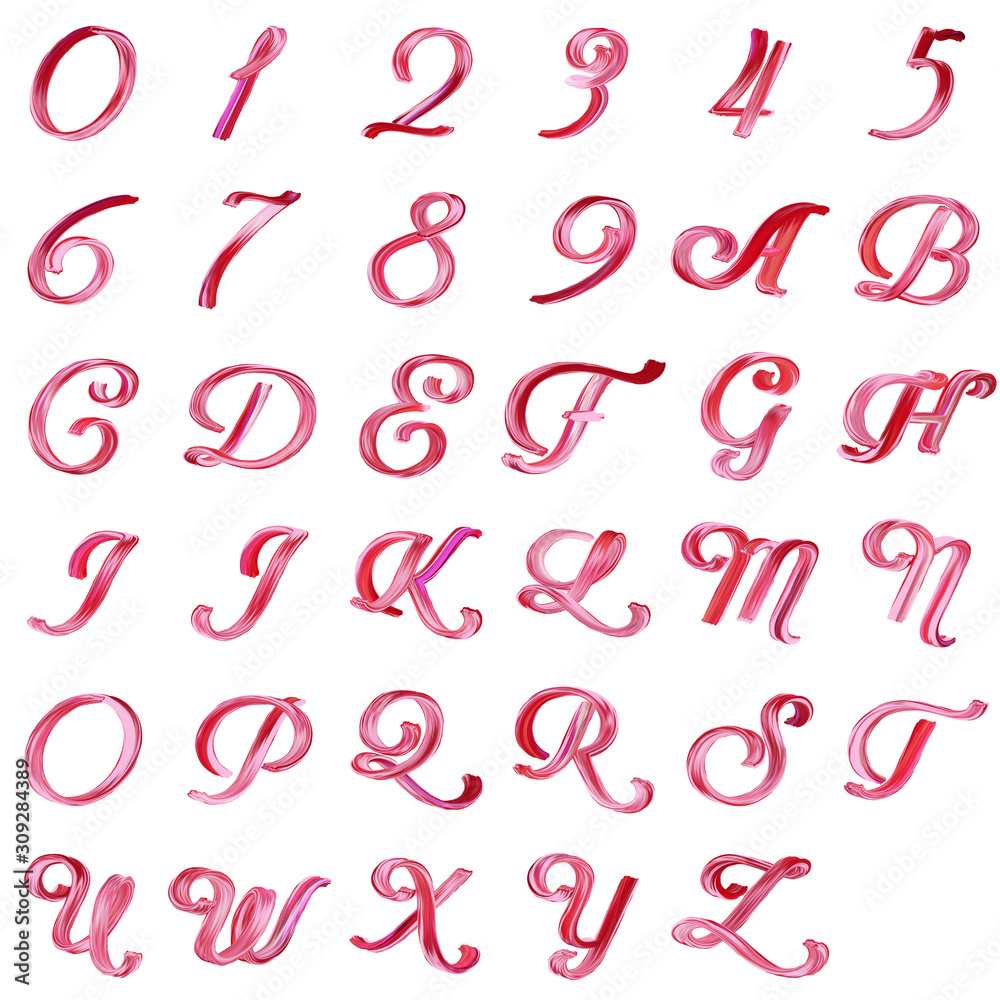 ABC Alphabet Hand painted brush script font