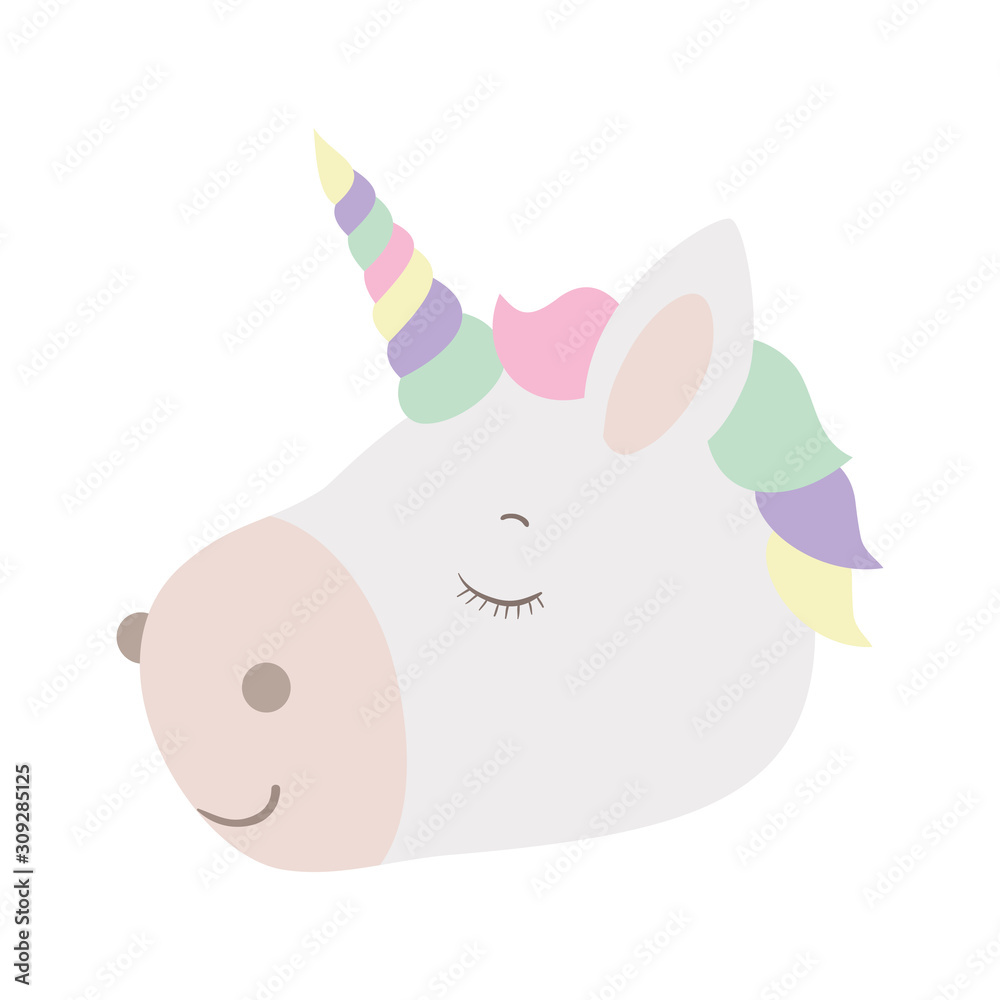 Obraz premium Isolated white unicorn cartoon vector design