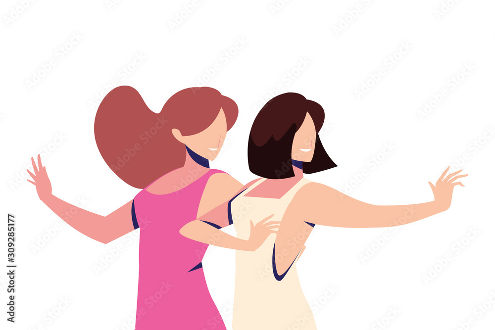 scene of women in dance pose, party, dance club scene of women in dance pose, party, dance club