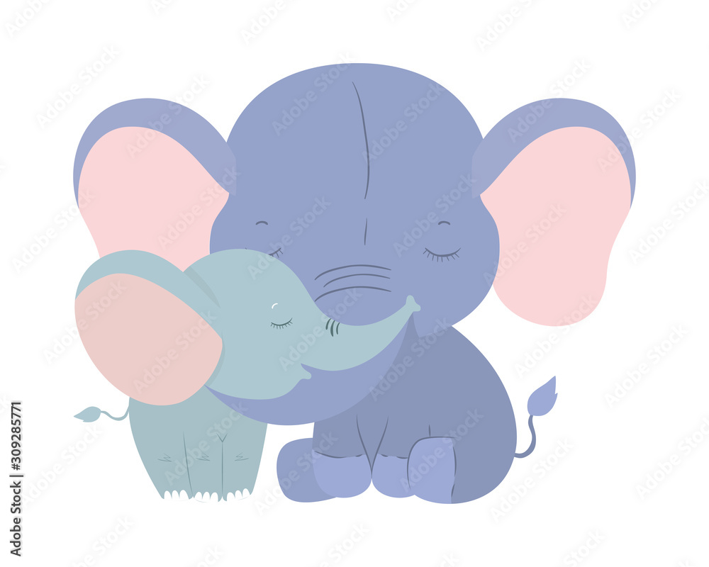 Isolated cute elephants cartoons vector design Isolated cute elephants cartoons vector design