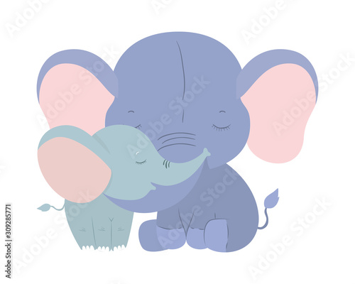 Isolated cute elephants cartoons vector design