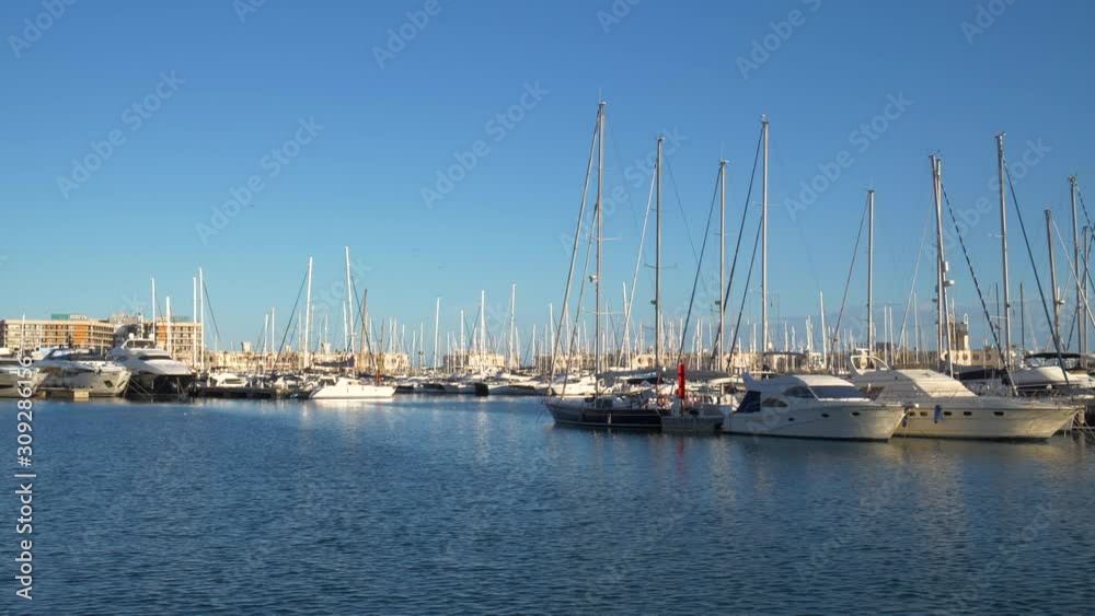 Views of luxury yachts on the Spanish marina Views of luxury yachts on the Spanish marina