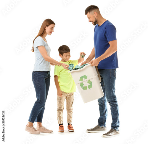 Family with container for g...