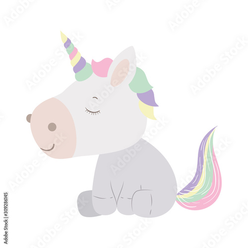 Isolated white unicorn cartoon vector design