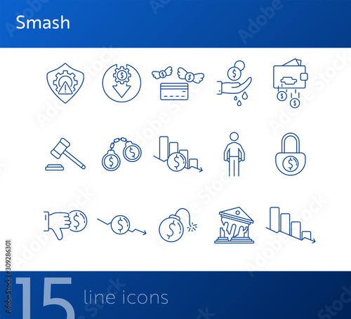 Smash line icon set