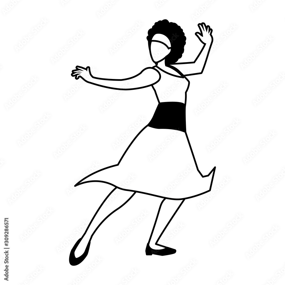 silhouette of woman in pose of dancing on white background silhouette of woman in pose of dancing on white background