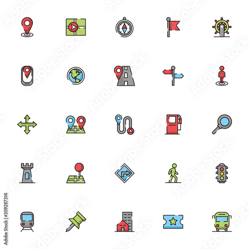bundle of maps and navigation icons