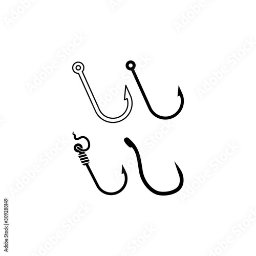 fishing hook icon trendy flat design