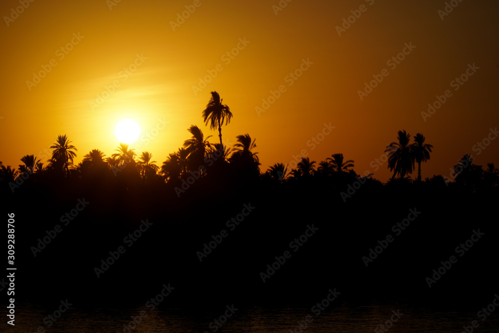 Nile Cruise sunset at Aswan and Luxor Egypt