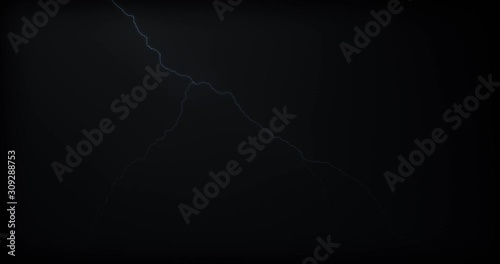 Lightning strikes on a black background with realistic reflections