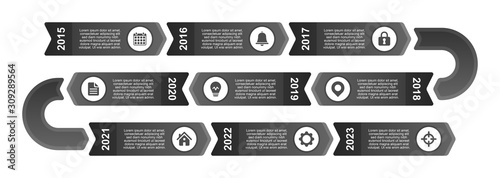 Timeline and infographic concept design, modern, with icons. Easy to customize template. EPS 10.