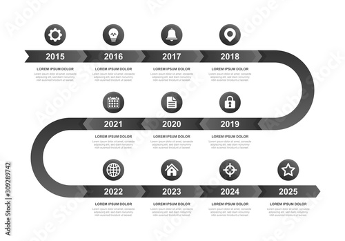Timeline and infographic concept design, modern, with icons. Easy to customize template. EPS 10.