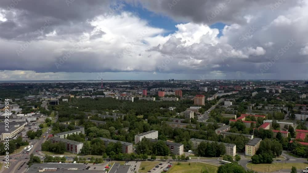 View of the clouds in the sky with the aerial view of the suburb View of the clouds in the sky with the aerial view of the suburb
