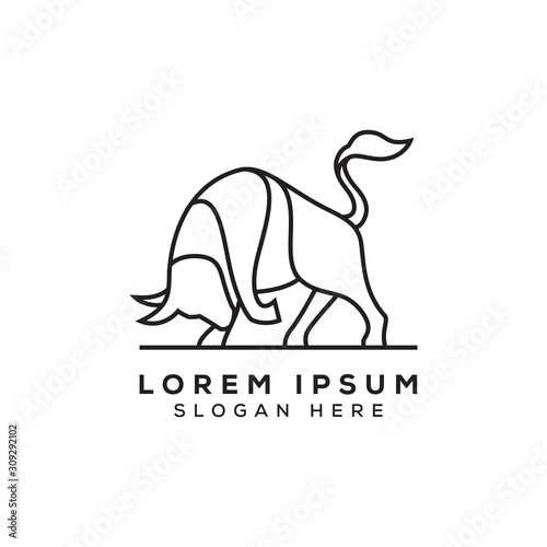 line art bull logo for your company