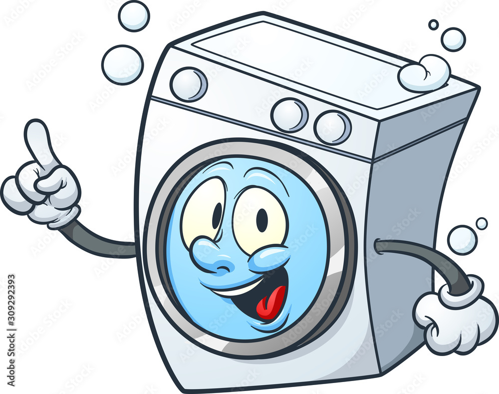 Cartoon washing machine. Vector clip art illustration with simple gradients. All in a single layer. - obrazy, fototapety, plakaty 