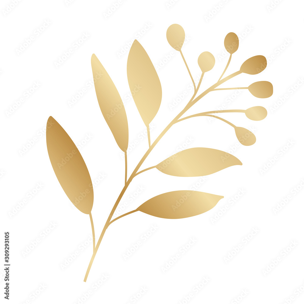 Isolated gold leaf plant vector design