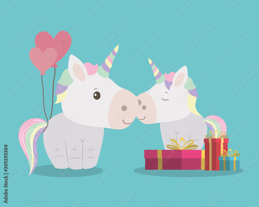 Baby shower invitation with unicorns cartoons vector design Baby shower invitation with unicorns cartoons vector design
