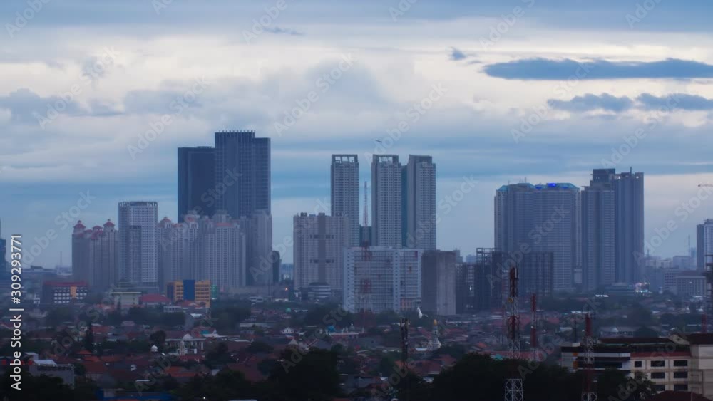 Timelapse panorama of the city of Jakarta in rainy weather. Indonesia. Timelapse panorama of the city of Jakarta in rainy weather. Indonesia.