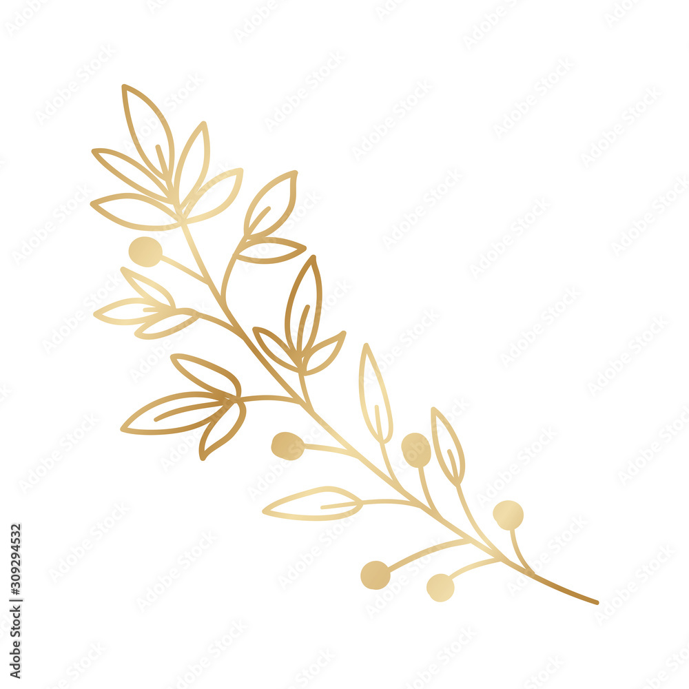Isolated gold leaf plant vector design Isolated gold leaf plant vector design