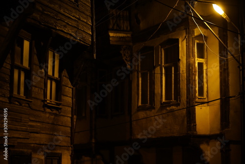 Authentic wooden houses in Sinop, Turkey.historical Greek houses and an old Greek street in the Black Sea
