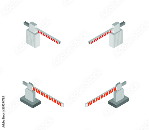 Isometric railway barrier