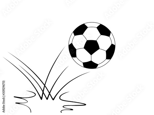 bouncing soccer ball  black and white illustration