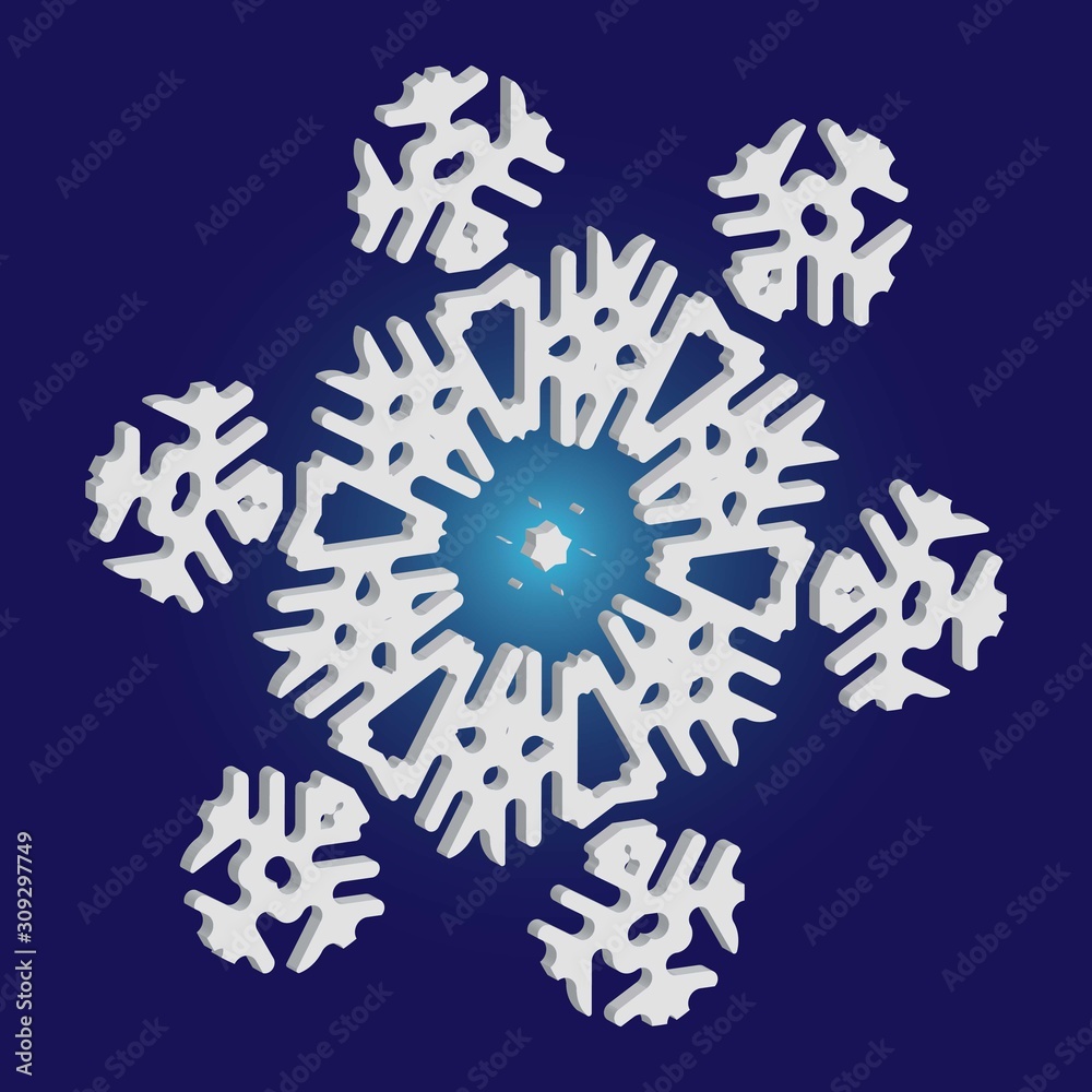Simple christmas snowflake on blue background. Simple christmas snowflake on blue background.
