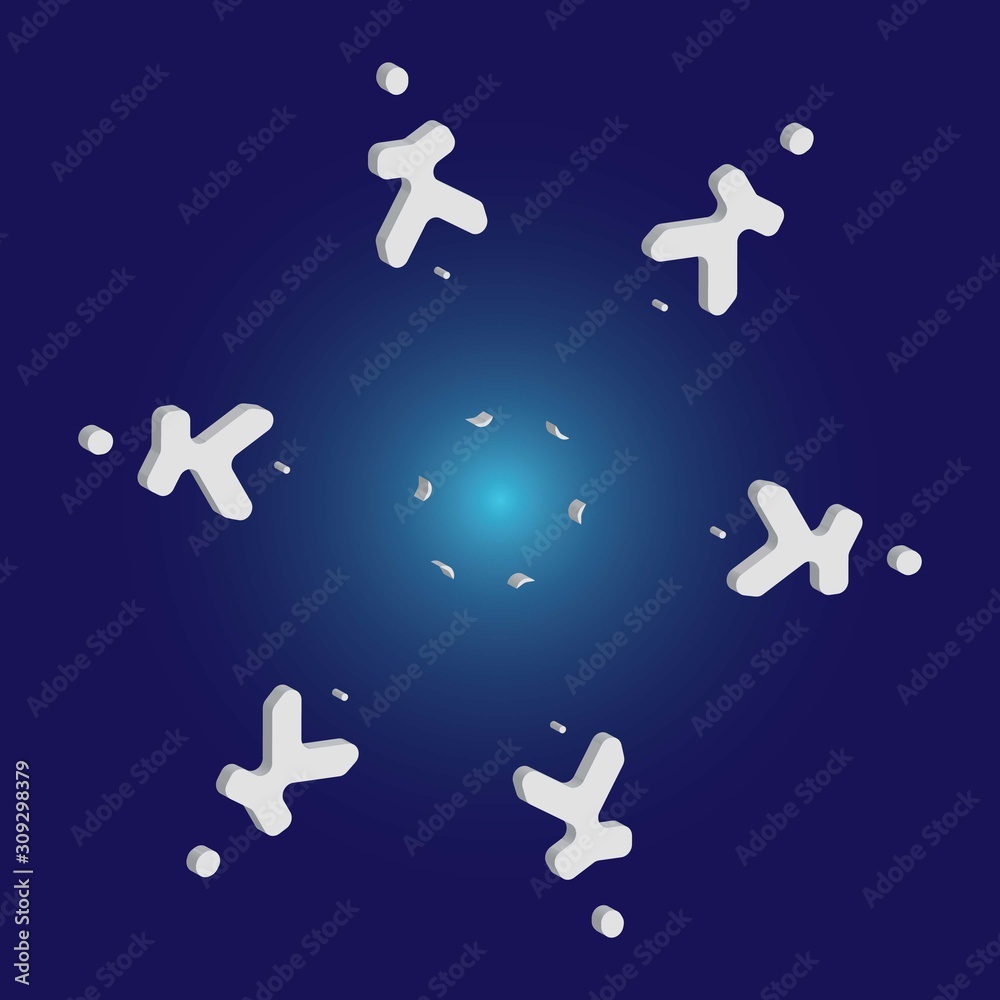 Obraz premium Isolated falling snowflake on blue background.