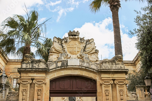 Old limestone architecture at old town Mdina in Malta 
