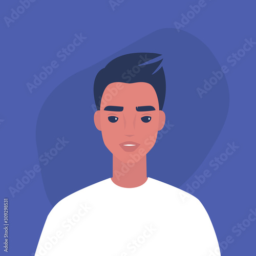 Flat vector portrait of a young millennial male character