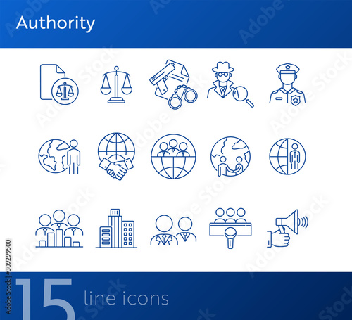 Authority line icon set
