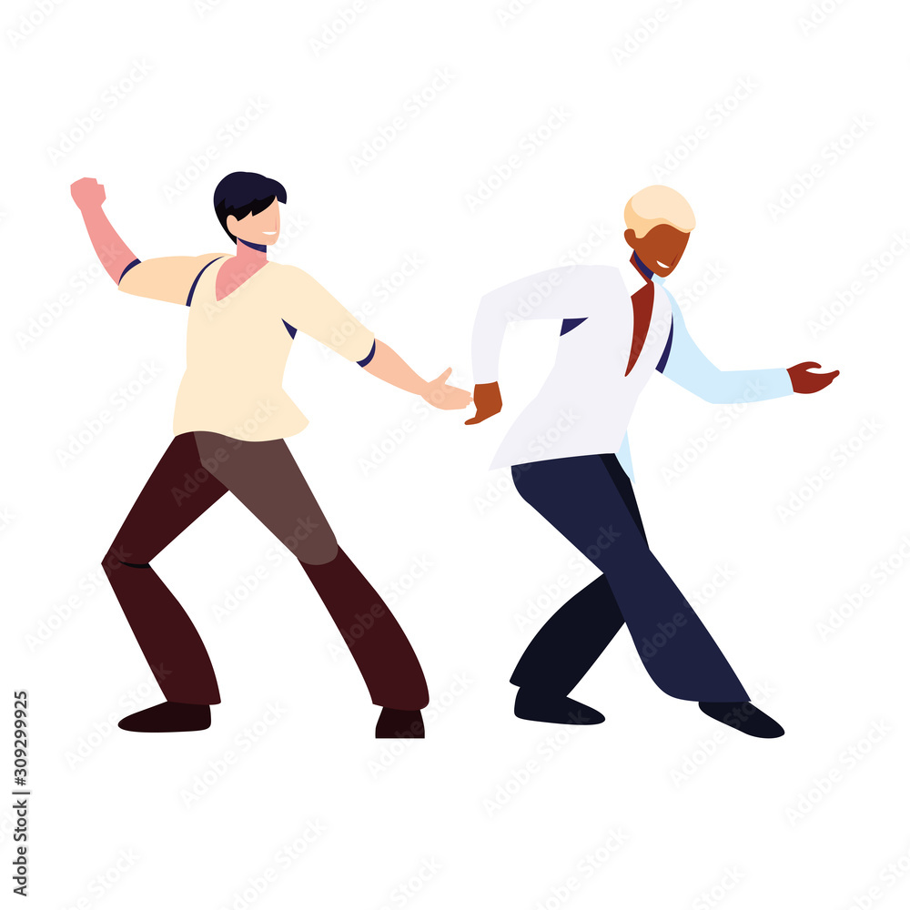 men in pose of dancing on white background men in pose of dancing on white background