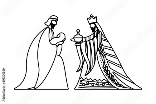 Wise man joseph and baby jesus vector design