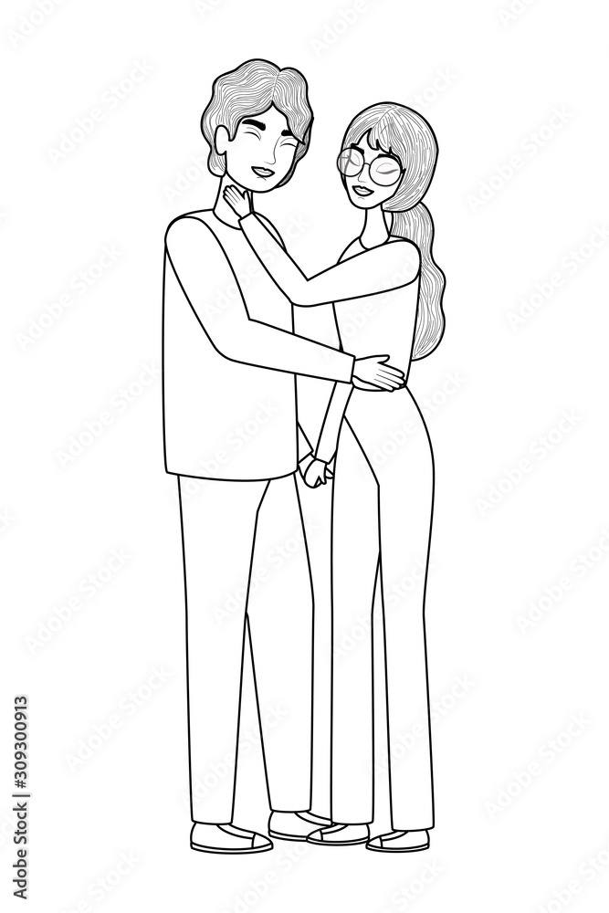Couple of woman and man drawing vector design Couple of woman and man drawing vector design