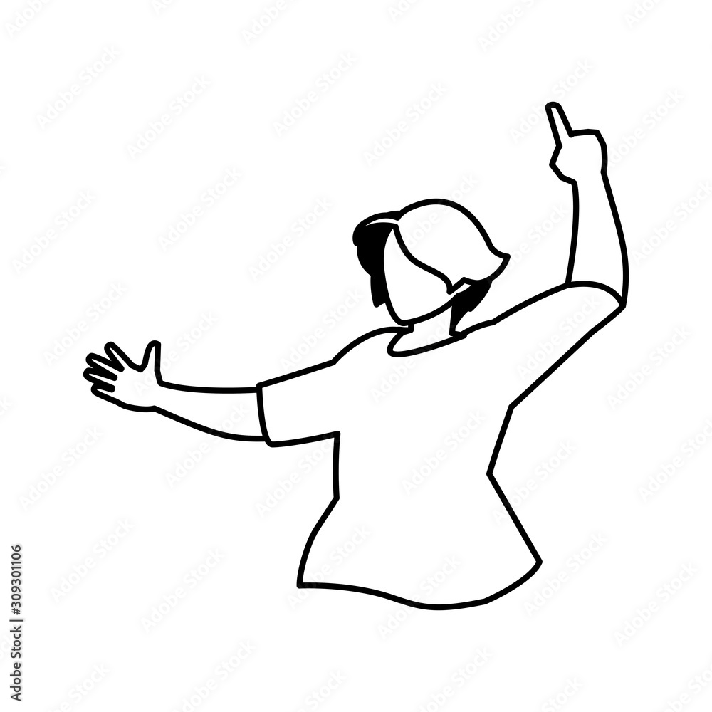 man in pose of dancing, party, on white background man in pose of dancing, party, on white background