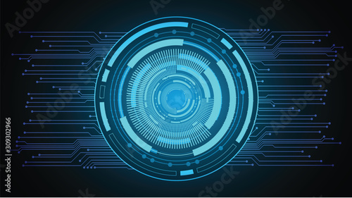 Blue eye cyber circuit future technology concept background