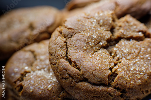 Molasses Crinkles, a type of molasses cookie made with brown sugar. USA.