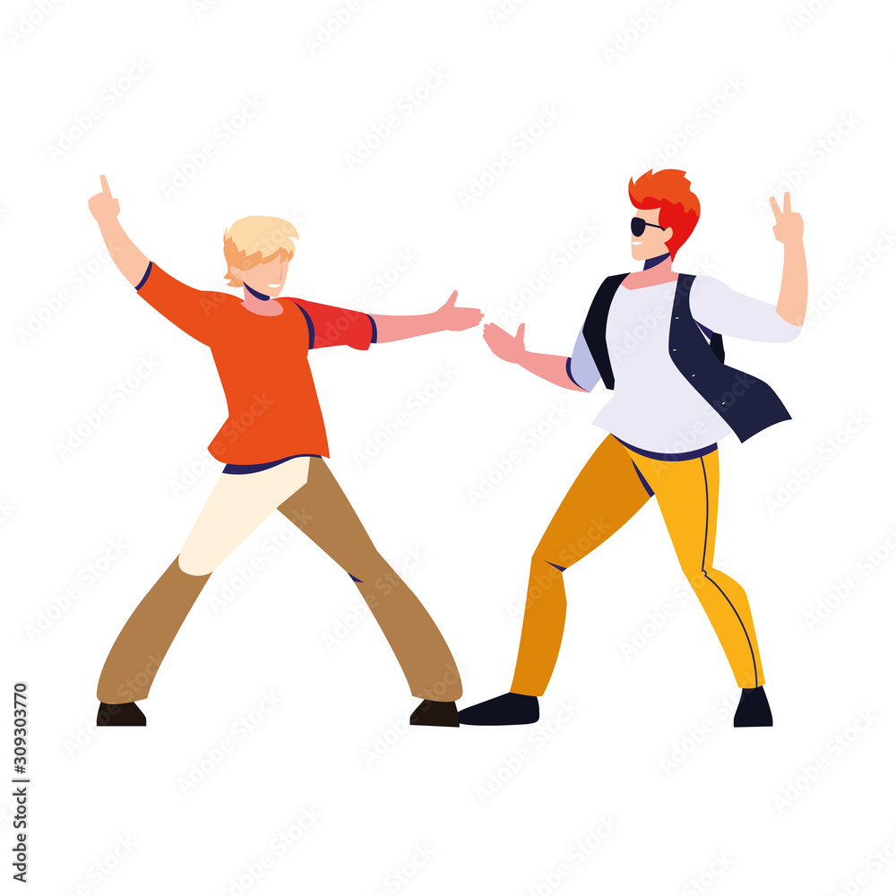 men in pose of dancing on white background men in pose of dancing on white background
