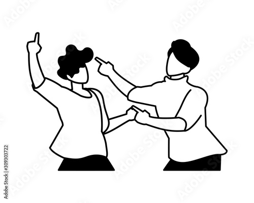 scene of men in dance pose, party, dance club