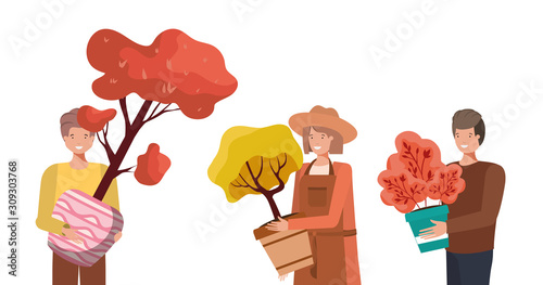 People and gardening concept vector design